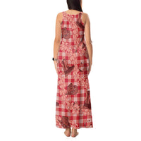 Red Palaka Hawaii Cowboy Tank Maxi Dress Puakenikeni Lei Paniolo Papale Seamless Vibes LT14 - Polynesian Pride
