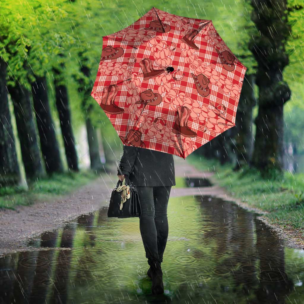 Red Palaka Hawaii Cowboy Umbrella Puakenikeni Lei Paniolo Papale Seamless Vibes LT14 - Polynesian Pride