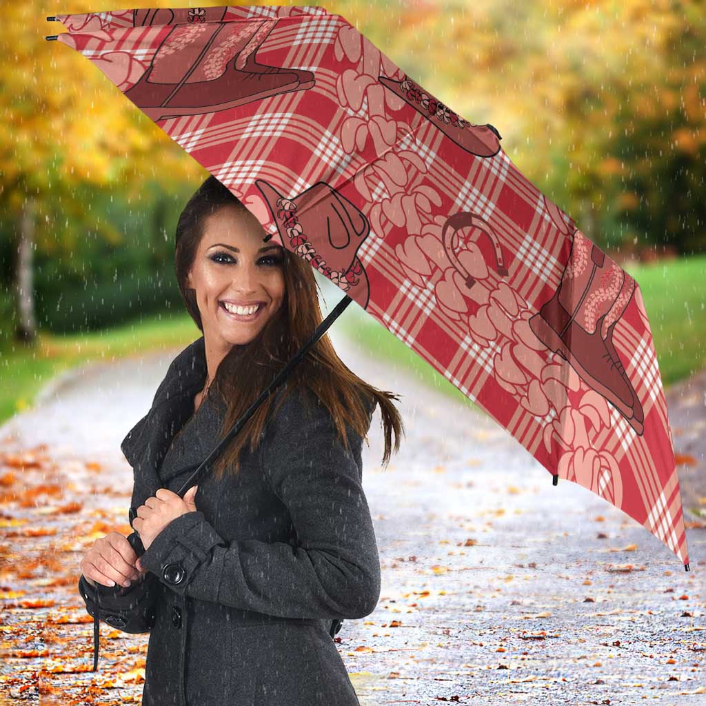 Red Palaka Hawaii Cowboy Umbrella Puakenikeni Lei Paniolo Papale Seamless Vibes LT14 - Polynesian Pride
