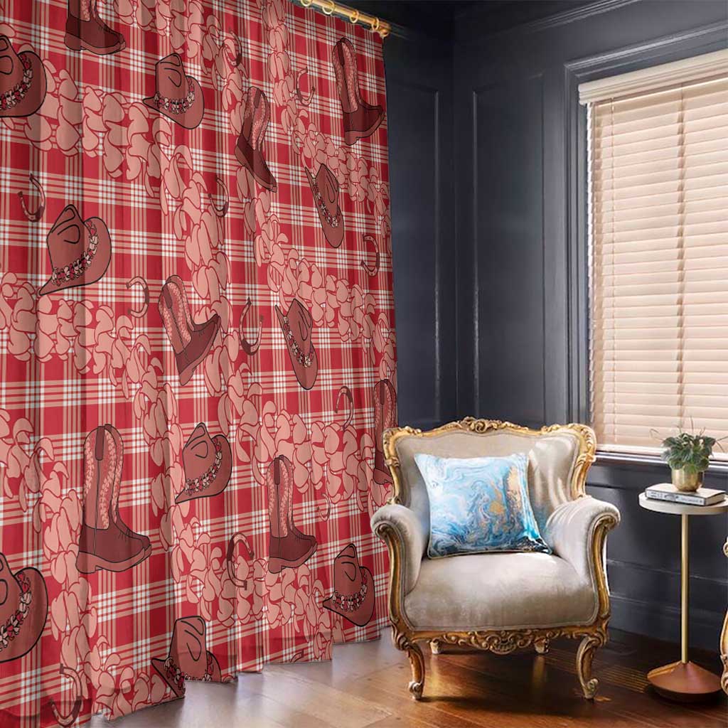 Red Palaka Hawaii Cowboy Window Curtain Puakenikeni Lei Paniolo Papale Seamless Vibes LT14 - Polynesian Pride