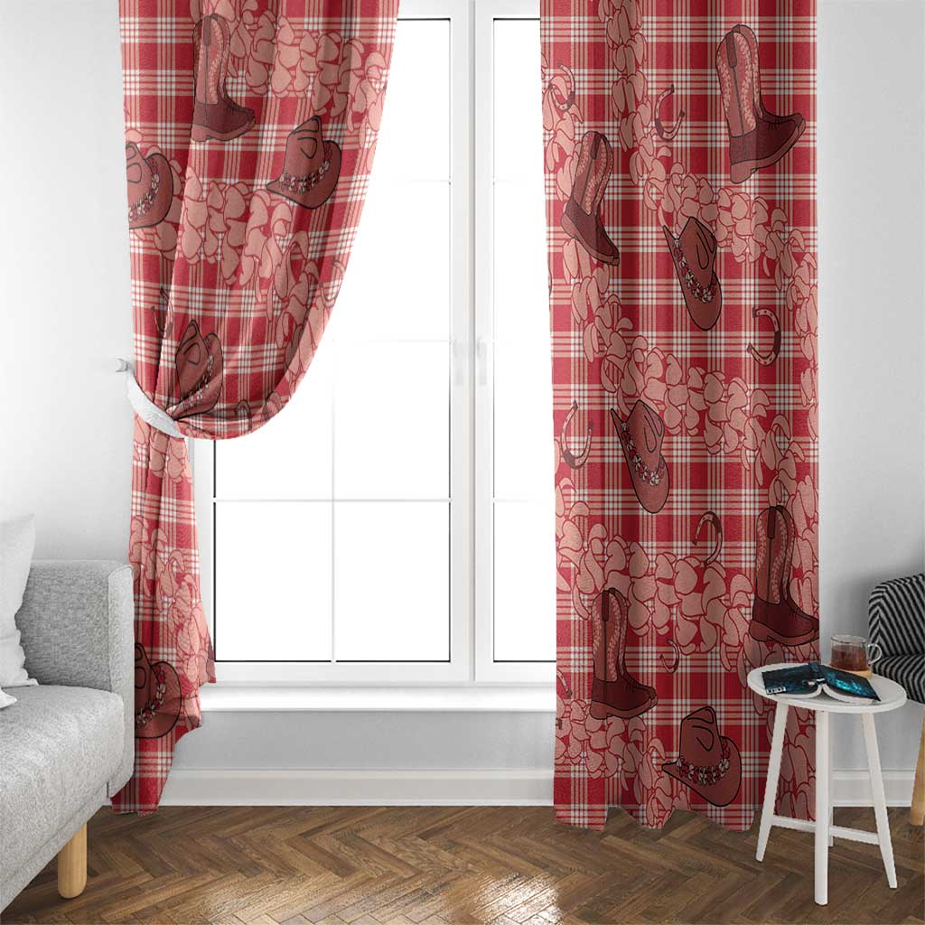Red Palaka Hawaii Cowboy Window Curtain Puakenikeni Lei Paniolo Papale Seamless Vibes LT14 - Polynesian Pride