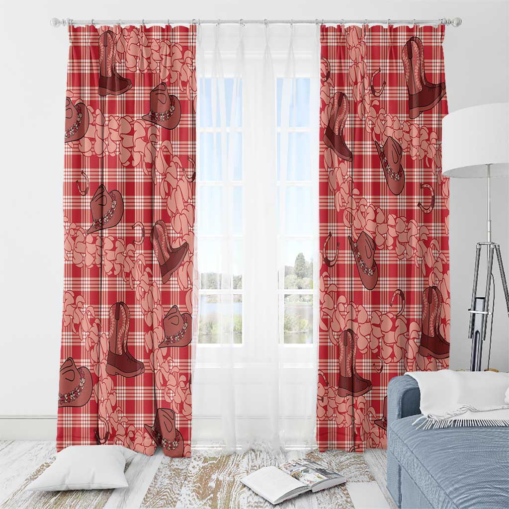 Red Palaka Hawaii Cowboy Window Curtain Puakenikeni Lei Paniolo Papale Seamless Vibes LT14 - Polynesian Pride