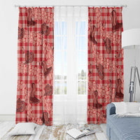 Red Palaka Hawaii Cowboy Window Curtain Puakenikeni Lei Paniolo Papale Seamless Vibes LT14 - Polynesian Pride