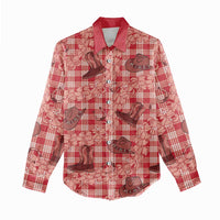 Red Palaka Hawaii Cowboy Women Casual Shirt Puakenikeni Lei Paniolo Papale Seamless Vibes LT14 - Polynesian Pride