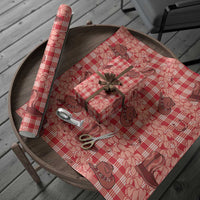 Red Palaka Hawaii Cowboy Wrapping Paper Puakenikeni Lei Paniolo Papale Seamless Vibes LT14 - Polynesian Pride