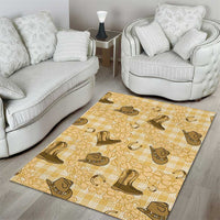 Yellow Palaka Hawaii Cowboy Area Rug Puakenikeni Lei Paniolo Papale Seamless Vibes LT14 - Polynesian Pride