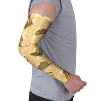 Yellow Palaka Hawaii Cowboy Arm Sleeves Puakenikeni Lei Paniolo Papale Seamless Vibes LT14 - Polynesian Pride
