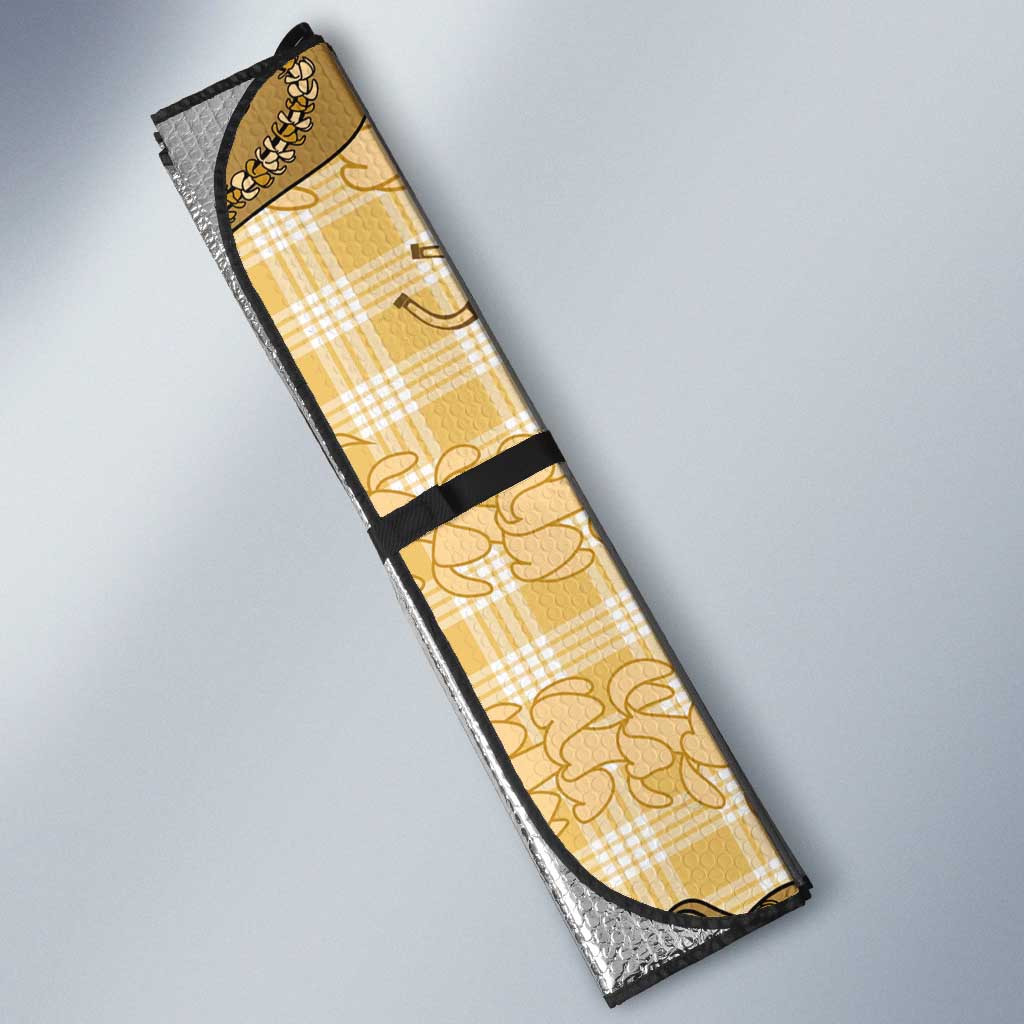 Yellow Palaka Hawaii Cowboy Auto Sun Shade Puakenikeni Lei Paniolo Papale Seamless Vibes LT14 - Polynesian Pride