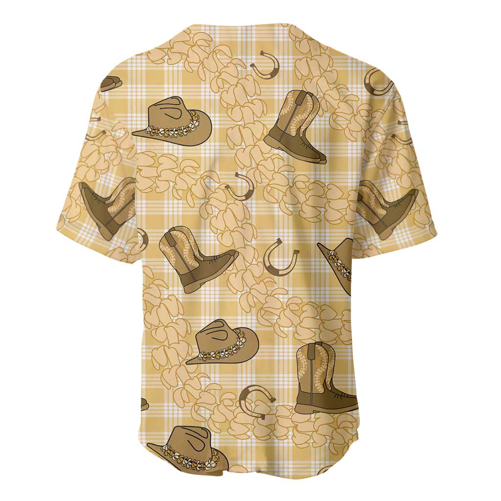 Yellow Palaka Hawaii Cowboy Baseball Jersey Puakenikeni Lei Paniolo Papale Seamless Vibes LT14 - Polynesian Pride