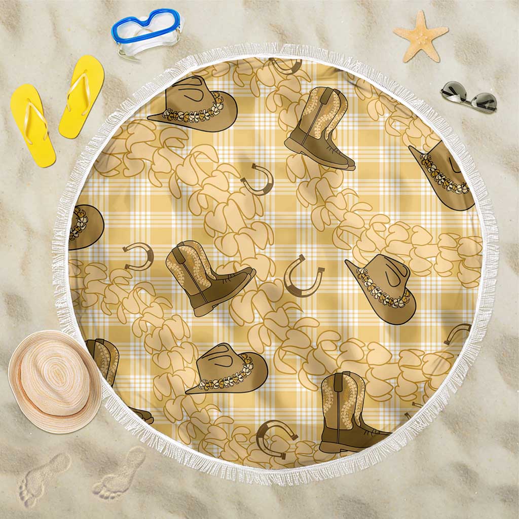 Yellow Palaka Hawaii Cowboy Beach Blanket Puakenikeni Lei Paniolo Papale Seamless Vibes LT14 One Size 150cm Yellow - Polynesian Pride