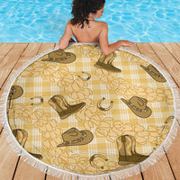 Yellow Palaka Hawaii Cowboy Beach Blanket Puakenikeni Lei Paniolo Papale Seamless Vibes LT14 - Polynesian Pride