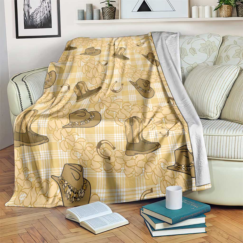 Yellow Palaka Hawaii Cowboy Blanket Puakenikeni Lei Paniolo Papale Seamless Vibes LT14 Yellow - Polynesian Pride