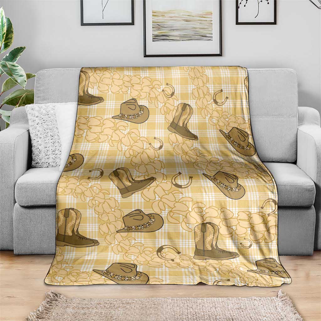 Yellow Palaka Hawaii Cowboy Blanket Puakenikeni Lei Paniolo Papale Seamless Vibes LT14 - Polynesian Pride