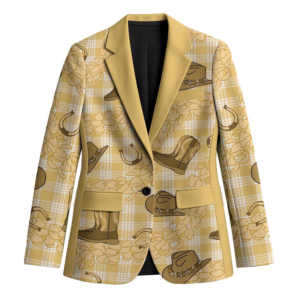 Yellow Palaka Hawaii Cowboy Blazer Puakenikeni Lei Paniolo Papale Seamless Vibes LT14 Unisex Yellow - Polynesian Pride