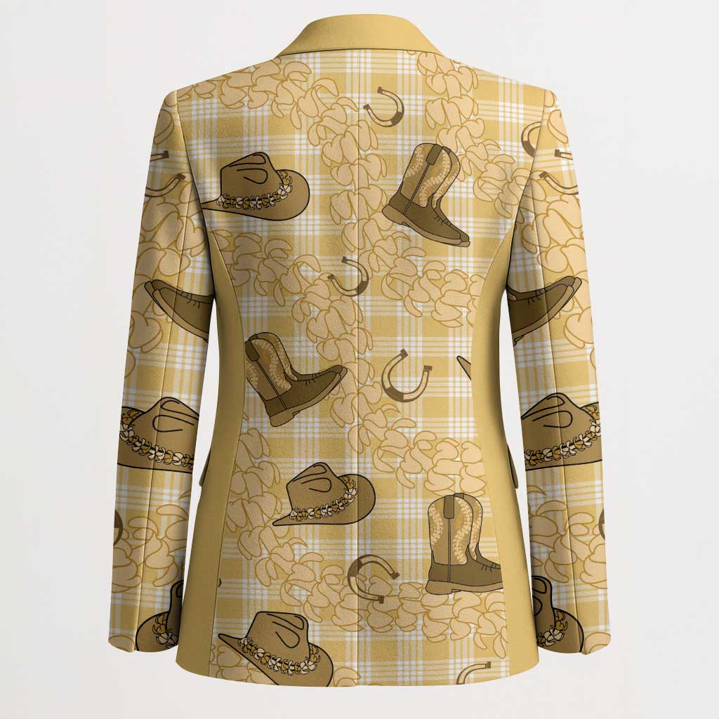 Yellow Palaka Hawaii Cowboy Blazer Puakenikeni Lei Paniolo Papale Seamless Vibes LT14 - Polynesian Pride