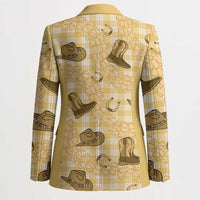 Yellow Palaka Hawaii Cowboy Blazer Puakenikeni Lei Paniolo Papale Seamless Vibes LT14 - Polynesian Pride