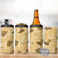 Yellow Palaka Hawaii Cowboy 4 in 1 Can Cooler Tumbler Puakenikeni Lei Paniolo Papale Seamless Vibes LT14 - Polynesian Pride