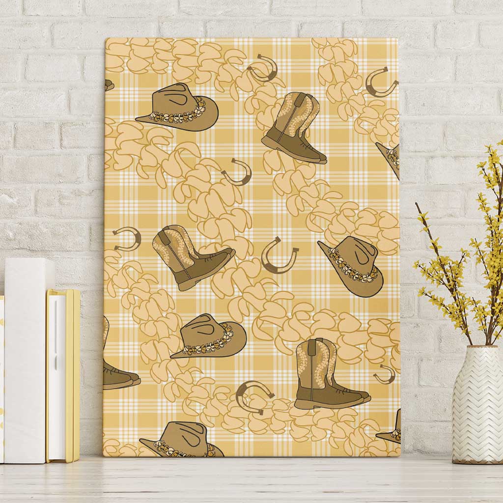 Yellow Palaka Hawaii Cowboy Canvas Wall Art Puakenikeni Lei Paniolo Papale Seamless Vibes LT14 Without Frame Yellow - Polynesian Pride