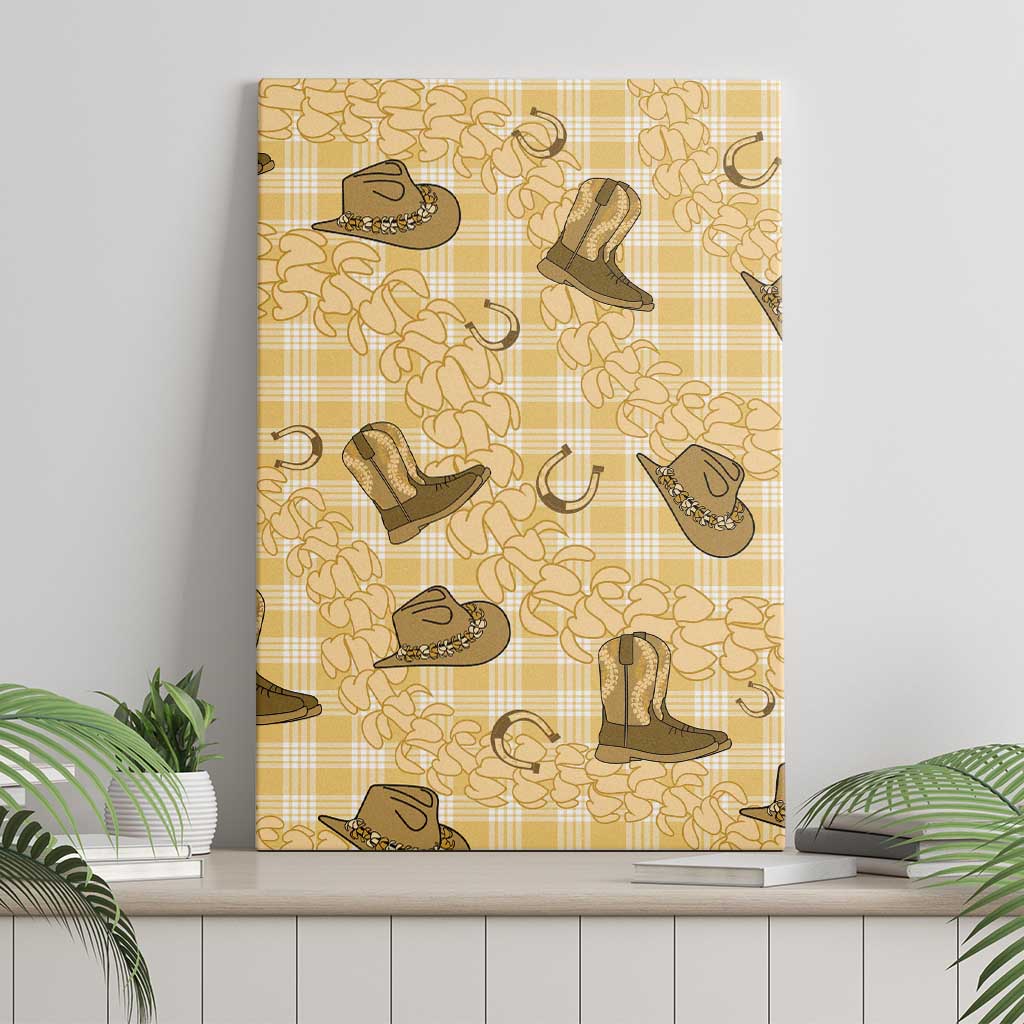 Yellow Palaka Hawaii Cowboy Canvas Wall Art Puakenikeni Lei Paniolo Papale Seamless Vibes LT14 - Polynesian Pride