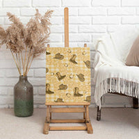 Yellow Palaka Hawaii Cowboy Canvas Wall Art Puakenikeni Lei Paniolo Papale Seamless Vibes LT14 - Polynesian Pride