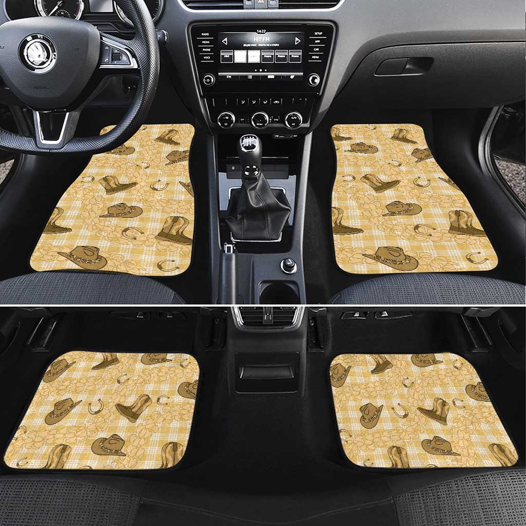 Yellow Palaka Hawaii Cowboy Car Mats Puakenikeni Lei Paniolo Papale Seamless Vibes LT14 Set 4pcs Yellow - Polynesian Pride