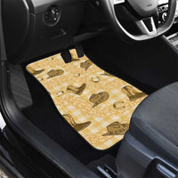 Yellow Palaka Hawaii Cowboy Car Mats Puakenikeni Lei Paniolo Papale Seamless Vibes LT14 - Polynesian Pride