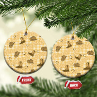 Yellow Palaka Hawaii Cowboy Ceramic Ornament Puakenikeni Lei Paniolo Papale Seamless Vibes LT14 Circle Yellow - Polynesian Pride