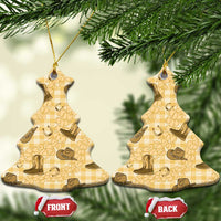 Yellow Palaka Hawaii Cowboy Ceramic Ornament Puakenikeni Lei Paniolo Papale Seamless Vibes LT14 Christmas Tree Yellow - Polynesian Pride