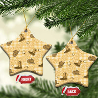 Yellow Palaka Hawaii Cowboy Ceramic Ornament Puakenikeni Lei Paniolo Papale Seamless Vibes LT14 Star Yellow - Polynesian Pride