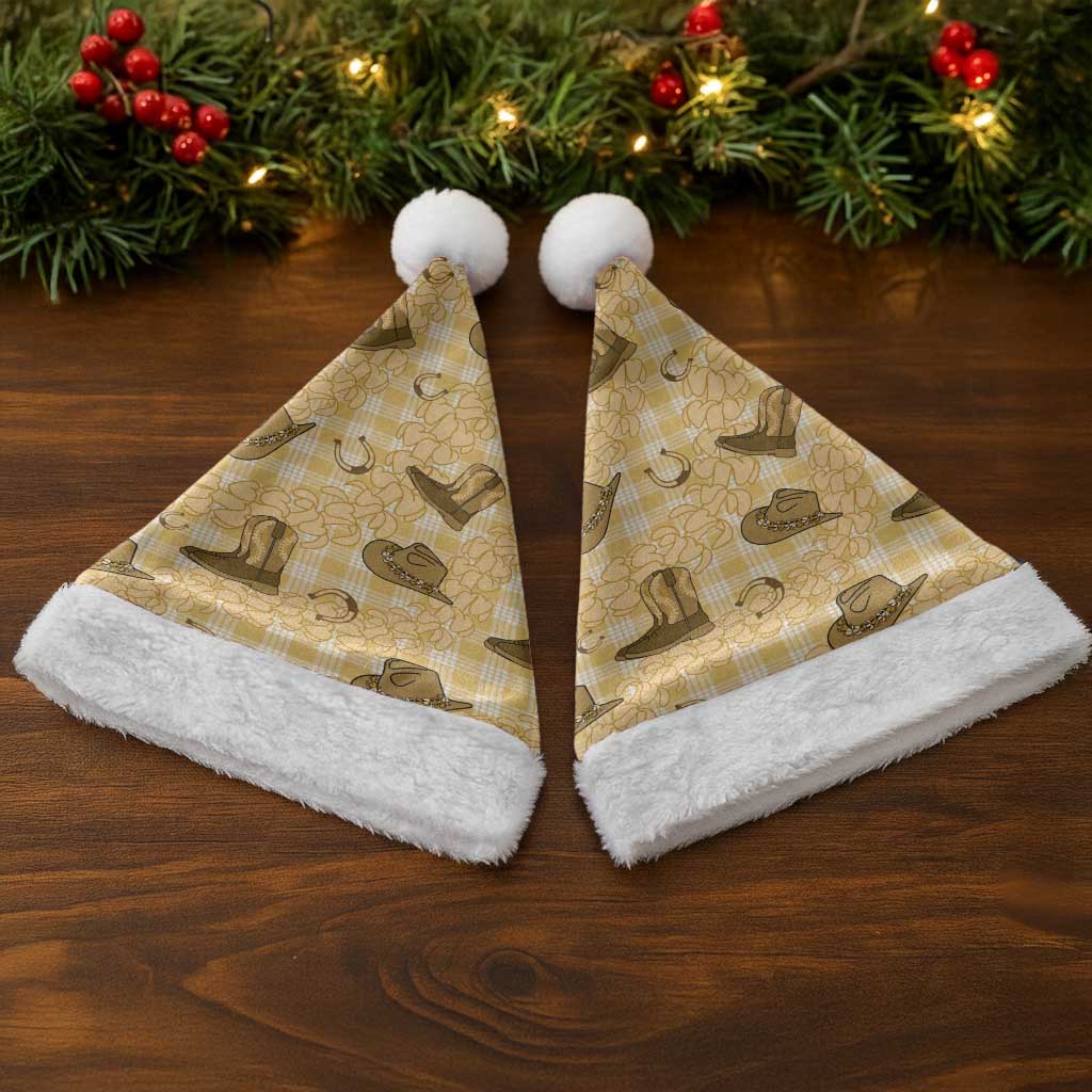 Yellow Palaka Hawaii Cowboy Christmas Santa Hat Puakenikeni Lei Paniolo Papale Seamless Vibes LT14 - Polynesian Pride