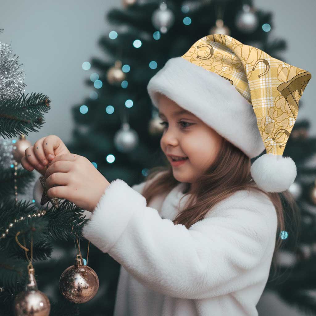 Yellow Palaka Hawaii Cowboy Christmas Santa Hat Puakenikeni Lei Paniolo Papale Seamless Vibes LT14 - Polynesian Pride