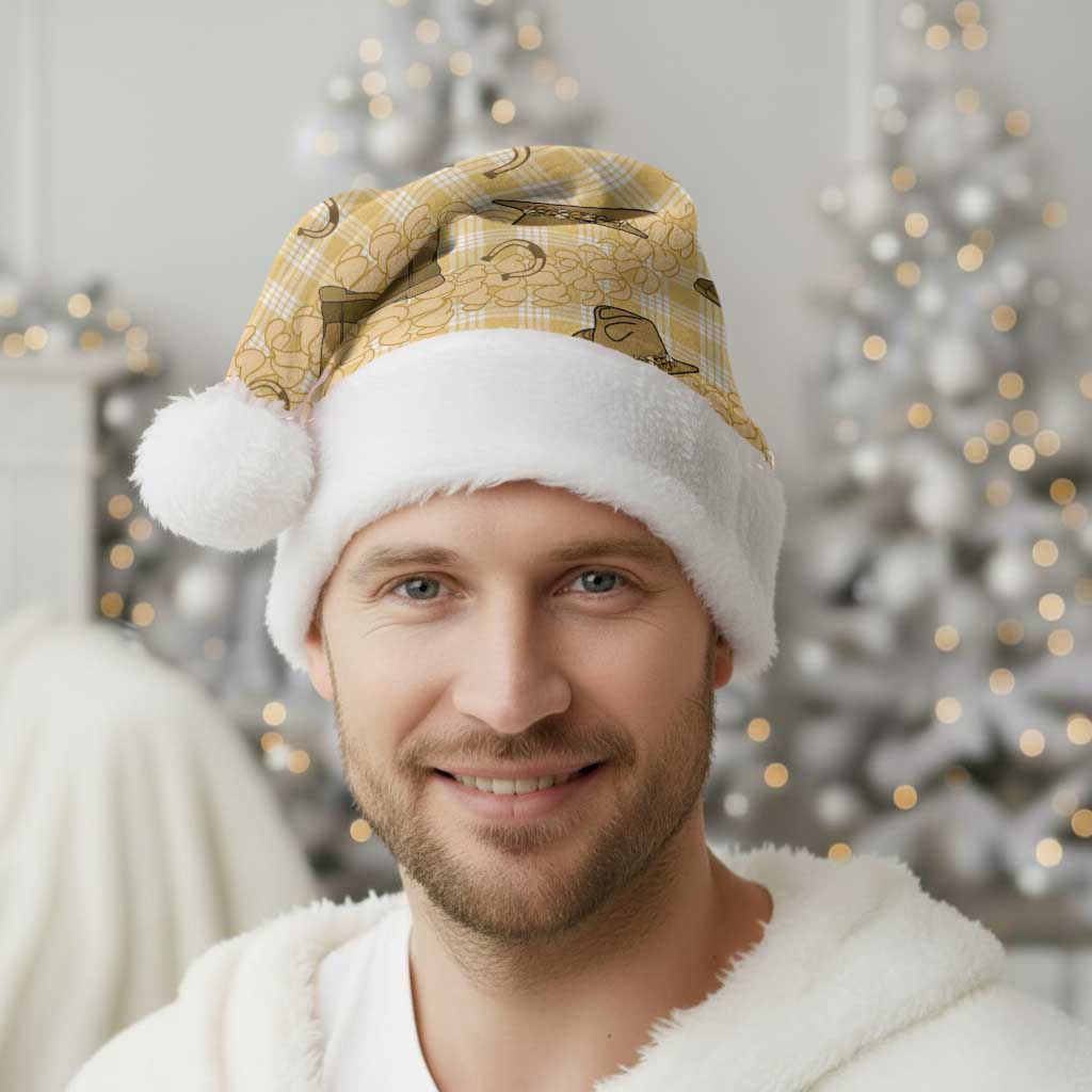 Yellow Palaka Hawaii Cowboy Christmas Santa Hat Puakenikeni Lei Paniolo Papale Seamless Vibes LT14 - Polynesian Pride