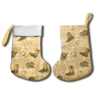 Yellow Palaka Hawaii Cowboy Christmas Stocking Puakenikeni Lei Paniolo Papale Seamless Vibes LT14 - Polynesian Pride