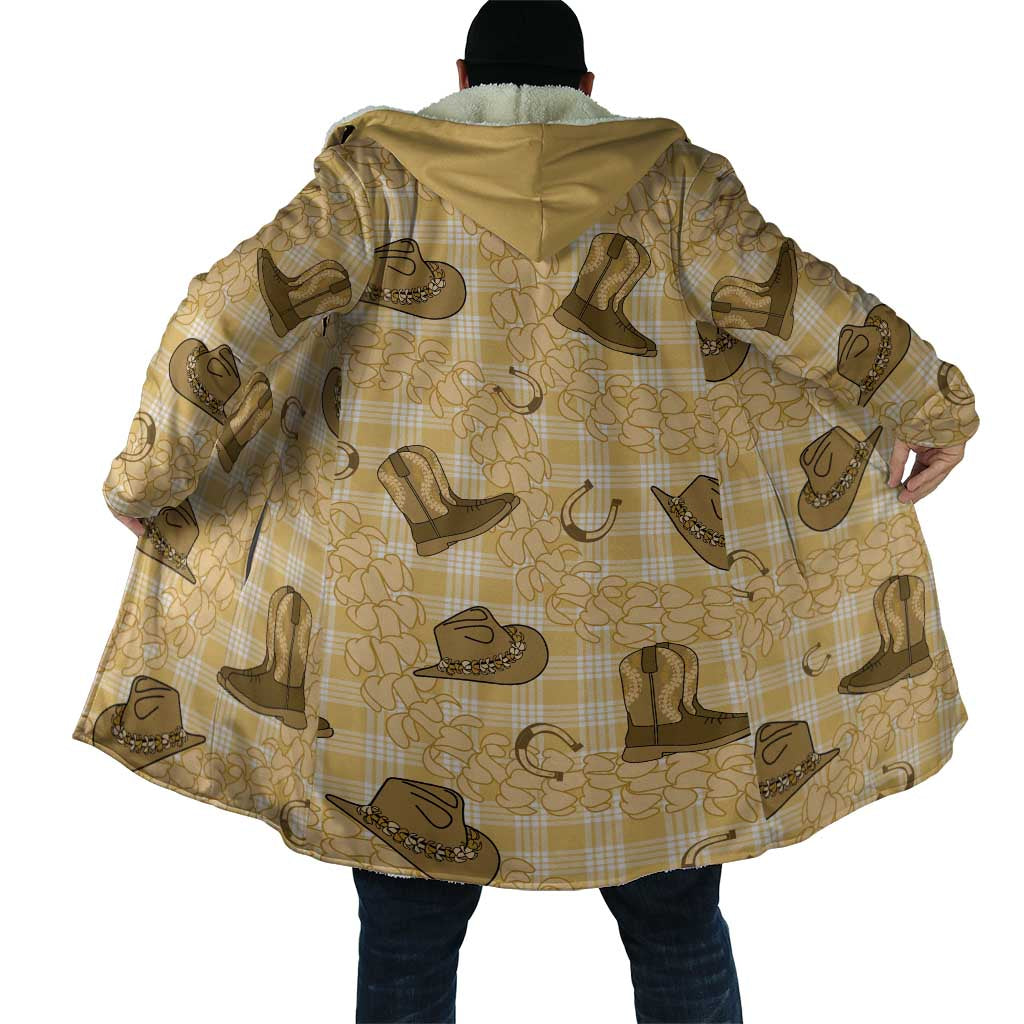 Yellow Palaka Hawaii Cowboy Cloak Puakenikeni Lei Paniolo Papale Seamless Vibes LT14 - Polynesian Pride