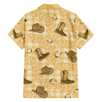 Yellow Palaka Hawaii Cowboy Family Matching Off The Shoulder Long Sleeve Dress and Hawaiian Shirt Puakenikeni Lei Paniolo Papale Seamless Vibes LT14 - Polynesian Pride