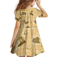 Yellow Palaka Hawaii Cowboy Family Matching Off Shoulder Maxi Dress and Hawaiian Shirt Puakenikeni Lei Paniolo Papale Seamless Vibes LT14 - Polynesian Pride