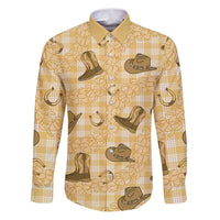 Yellow Palaka Hawaii Cowboy Family Matching Puletasi and Hawaiian Shirt Puakenikeni Lei Paniolo Papale Seamless Vibes LT14 Dad's Shirt - Long Sleeve Yellow - Polynesian Pride