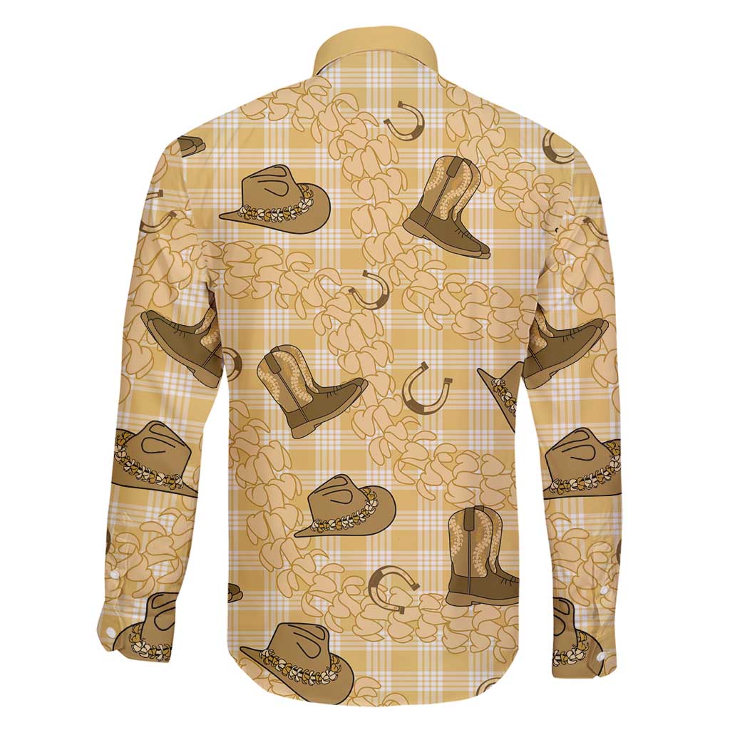 Yellow Palaka Hawaii Cowboy Family Matching Short Sleeve Bodycon Dress and Hawaiian Shirt Puakenikeni Lei Paniolo Papale Seamless Vibes LT14 - Polynesian Pride