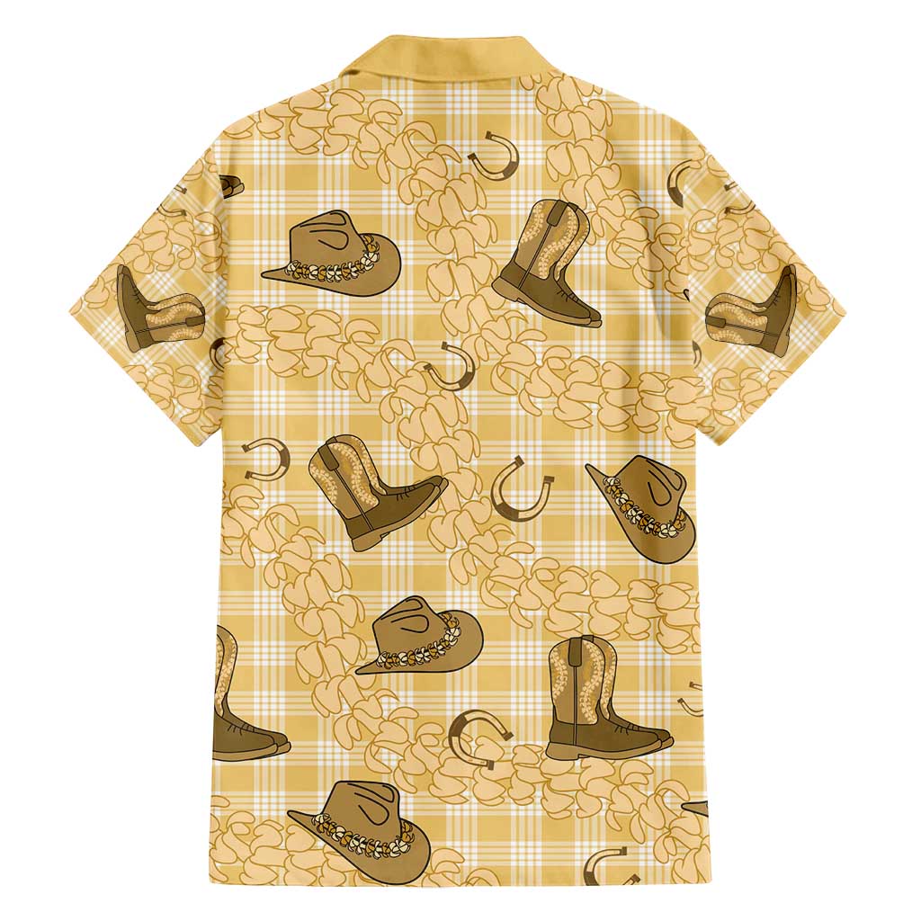 Yellow Palaka Hawaii Cowboy Family Matching Summer Maxi Dress and Hawaiian Shirt Puakenikeni Lei Paniolo Papale Seamless Vibes LT14 - Polynesian Pride