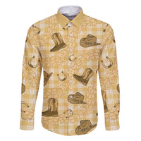 Yellow Palaka Hawaii Cowboy Family Matching Summer Maxi Dress and Hawaiian Shirt Puakenikeni Lei Paniolo Papale Seamless Vibes LT14 Dad's Shirt - Long Sleeve Yellow - Polynesian Pride