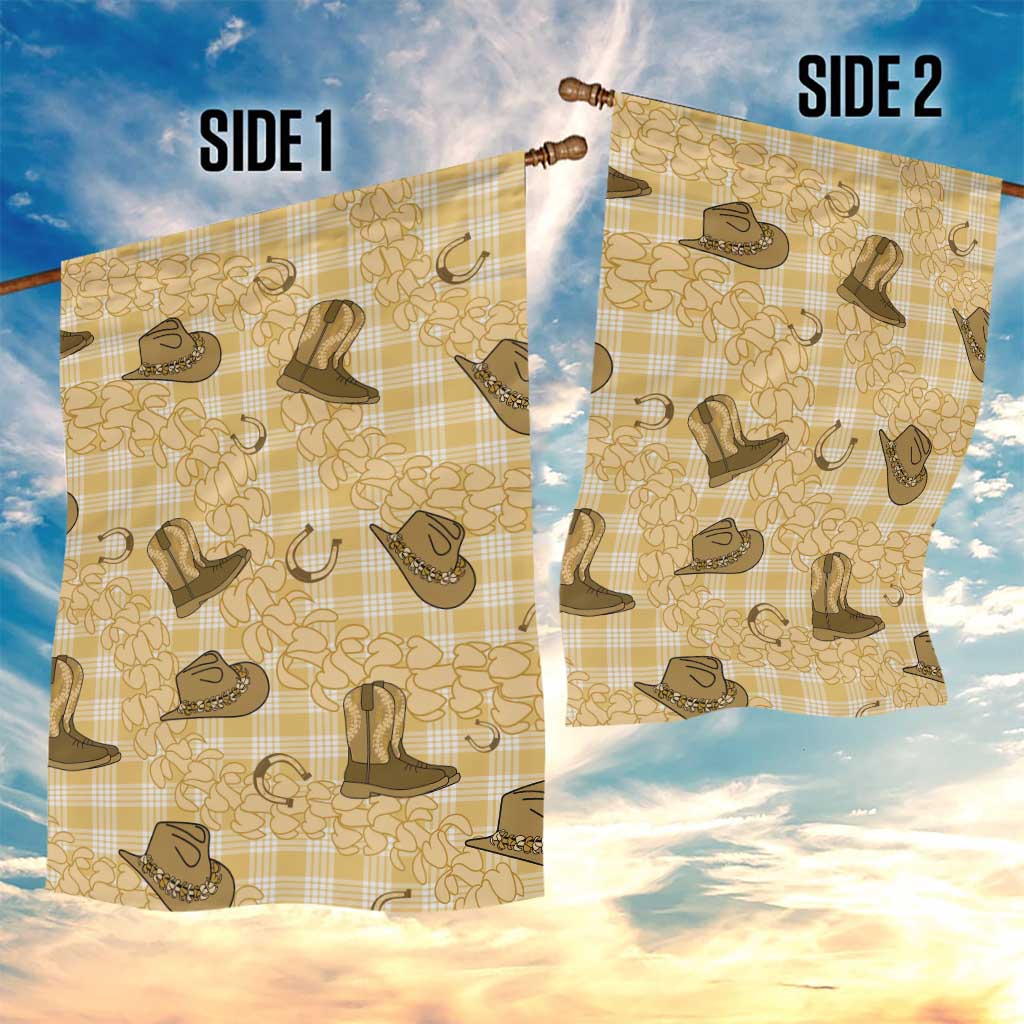 Yellow Palaka Hawaii Cowboy Garden Flag Puakenikeni Lei Paniolo Papale Seamless Vibes LT14 - Polynesian Pride