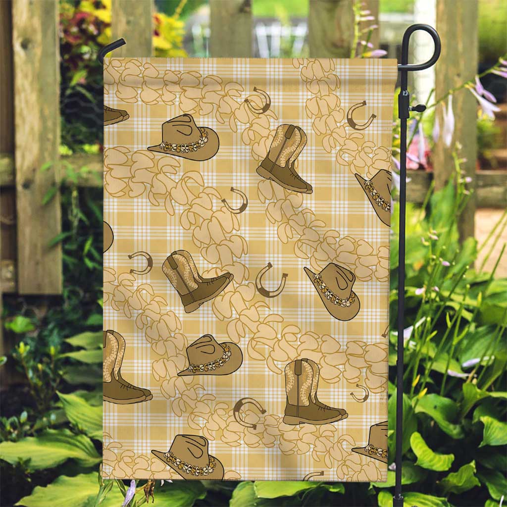Yellow Palaka Hawaii Cowboy Garden Flag Puakenikeni Lei Paniolo Papale Seamless Vibes LT14 Garden Flag Yellow - Polynesian Pride