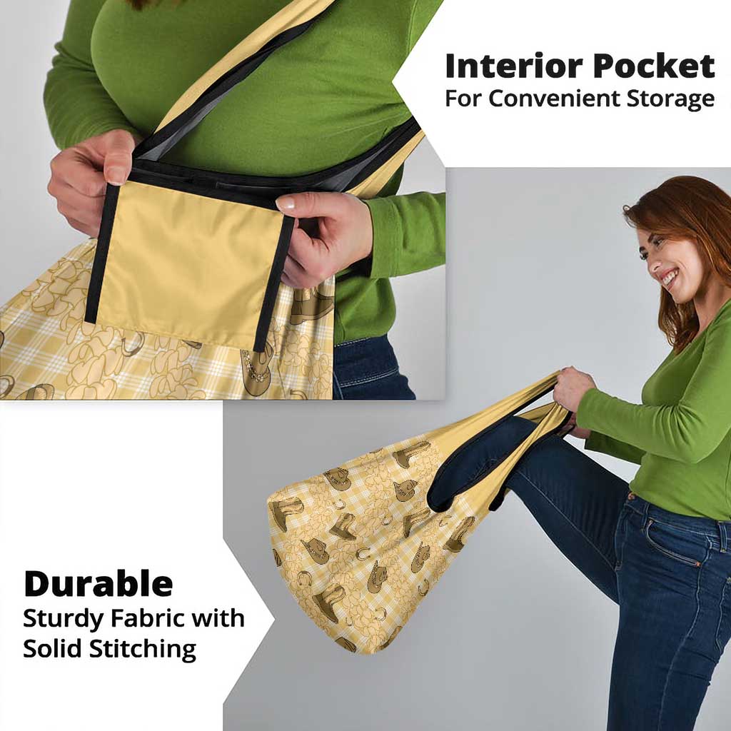 Yellow Palaka Hawaii Cowboy Grocery Bag Puakenikeni Lei Paniolo Papale Seamless Vibes LT14 - Polynesian Pride