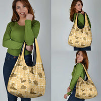 Yellow Palaka Hawaii Cowboy Grocery Bag Puakenikeni Lei Paniolo Papale Seamless Vibes LT14 - Polynesian Pride