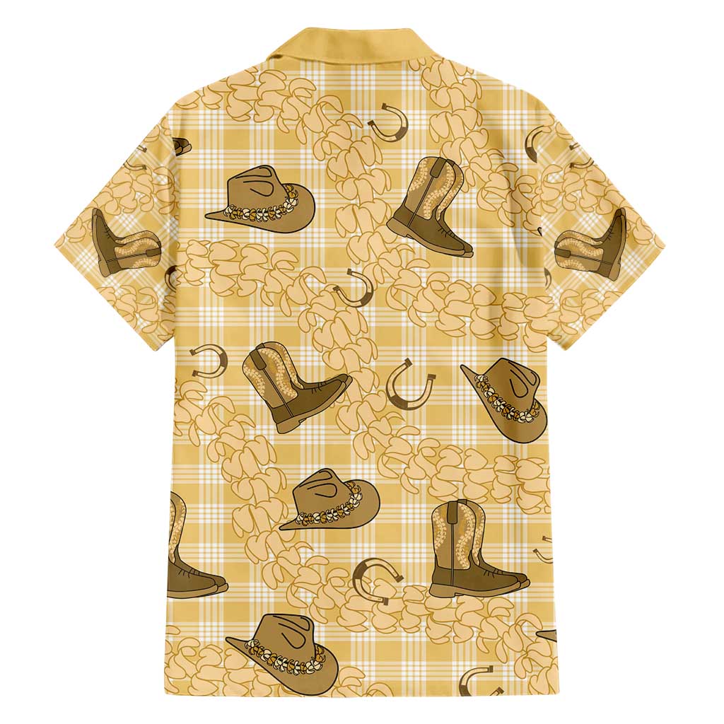 Yellow Palaka Hawaii Cowboy Hawaiian Shirt Puakenikeni Lei Paniolo Papale Seamless Vibes LT14 - Polynesian Pride