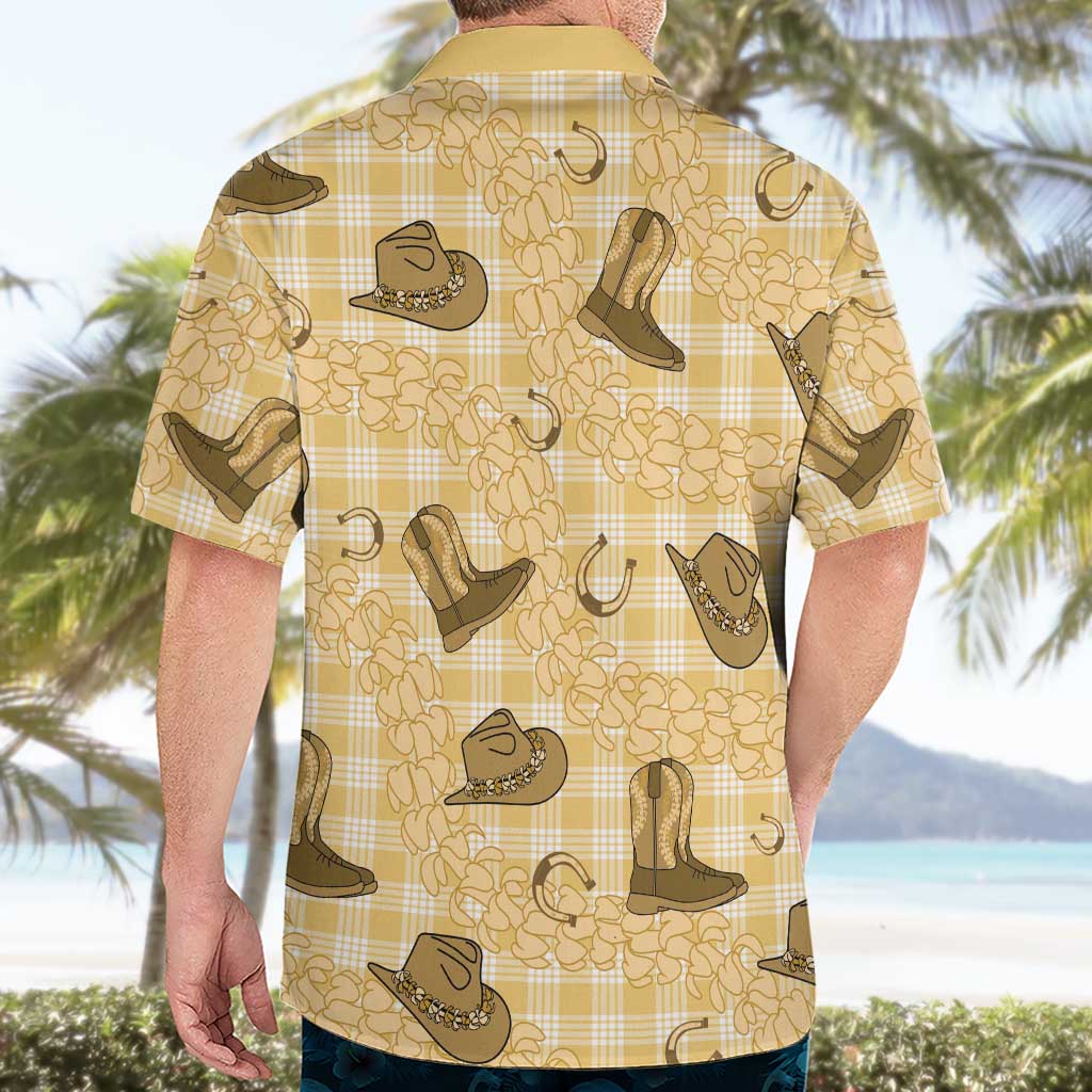 Yellow Palaka Hawaii Cowboy Hawaiian Shirt Puakenikeni Lei Paniolo Papale Seamless Vibes LT14 - Polynesian Pride