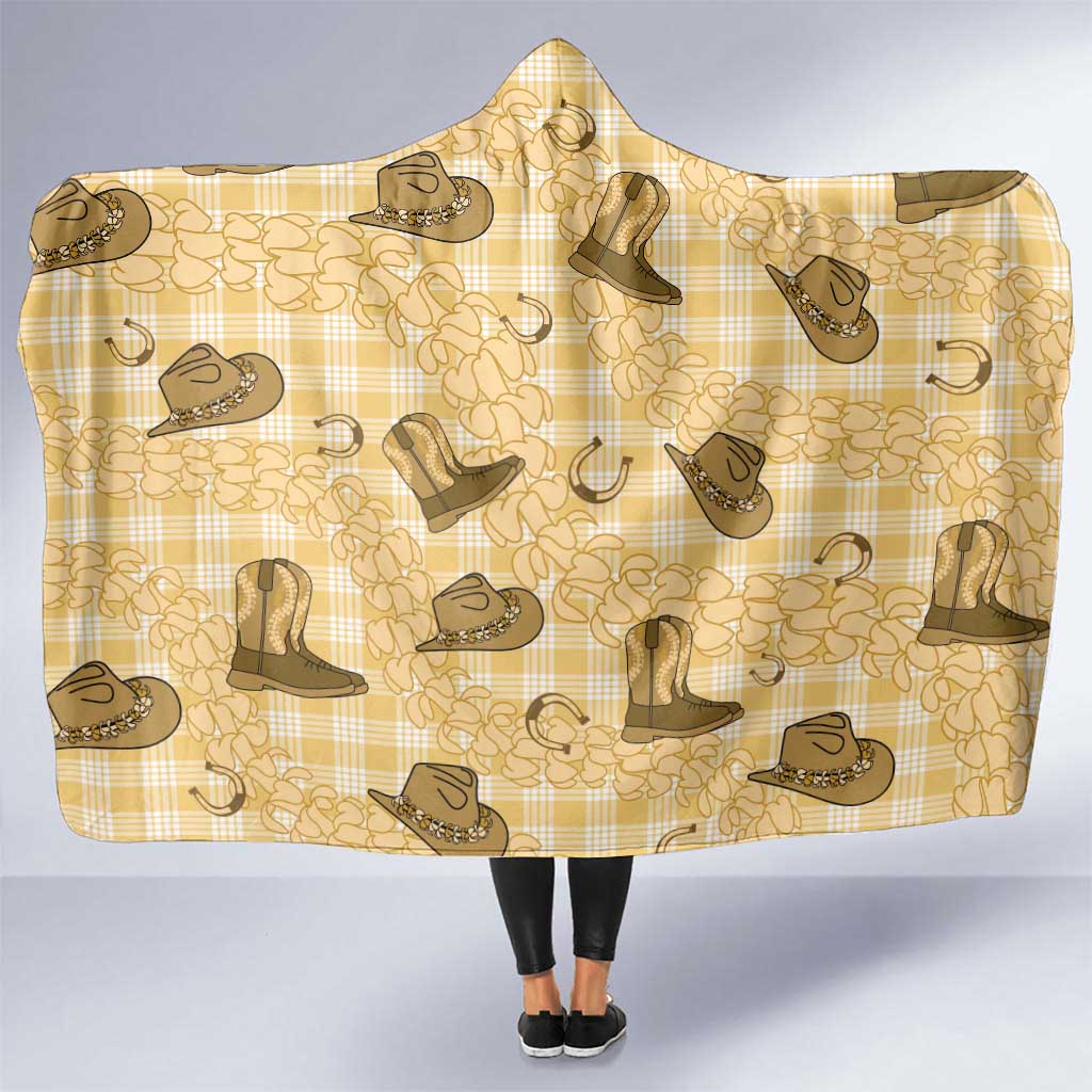 Yellow Palaka Hawaii Cowboy Hooded Blanket Puakenikeni Lei Paniolo Papale Seamless Vibes LT14 One Size Yellow - Polynesian Pride