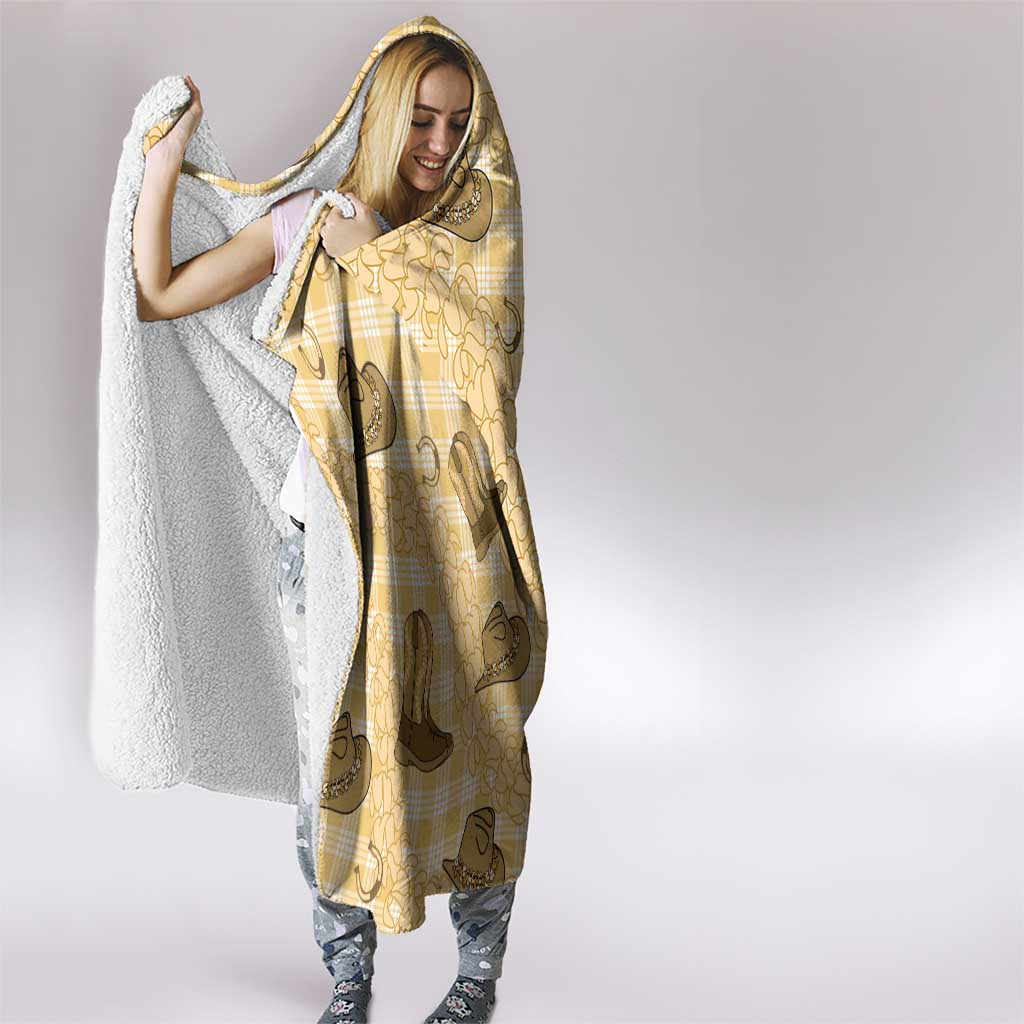 Yellow Palaka Hawaii Cowboy Hooded Blanket Puakenikeni Lei Paniolo Papale Seamless Vibes LT14 - Polynesian Pride
