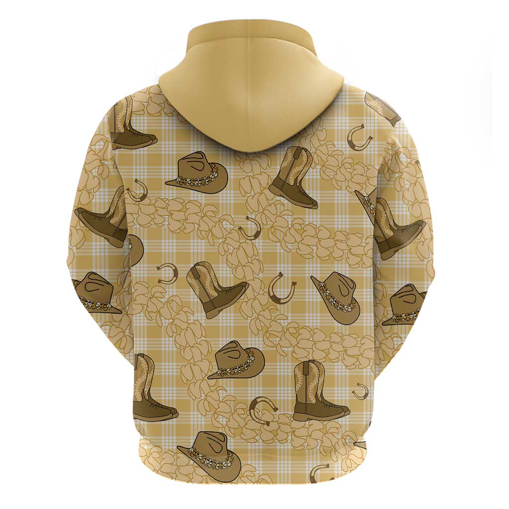 Yellow Palaka Hawaii Cowboy Hoodie Puakenikeni Lei Paniolo Papale Seamless Vibes LT14 - Polynesian Pride