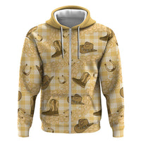Yellow Palaka Hawaii Cowboy Hoodie Puakenikeni Lei Paniolo Papale Seamless Vibes LT14 Zip Hoodie Yellow - Polynesian Pride